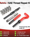 25 Piece M14x1.5 Thread Repair Kit With Inserts, Drill Bit, Tap And Install Tool For Auto Repair And Machinery Maintenance, Heavy Duty Fixes, Quick, Pro Grade, Easy Install, tools and inserts