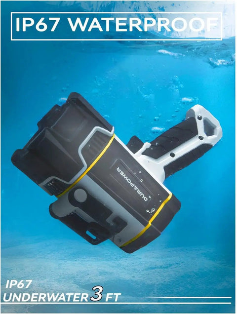 Ultra Bright Waterproof Boat Spotlight Handheld Flashlight submerged underwater showcasing IP67 submersible features