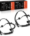 Solid Pair Of Rear Abs Wheel Speed Sensors For Dodge Durango And Jeep Grand Cherokee, showing two black sensors with wiring.