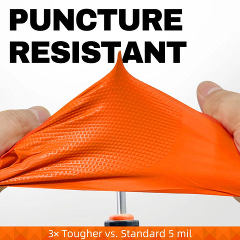 Beastek nitrile disposable gloves, orange, 8 mil, powder-free, 50 pcs, large, diamond-grip texture