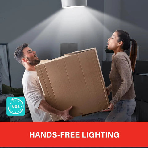 Motion Sensor LED Bulbs A19 5000K Daylight Dusk To Dawn Motion Activated 11W 75W Equivalent 1200 Lumens Indoor Outdoor Use Easy Install Porch Garage Hallway 2 Pack in open fixture lighting a room