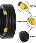 25 Foot RG58 SMA Extension Cable Male To Female 50 Ohm Low Loss Coaxial RF Cable For Ham Radio Gear And Two Way Radios