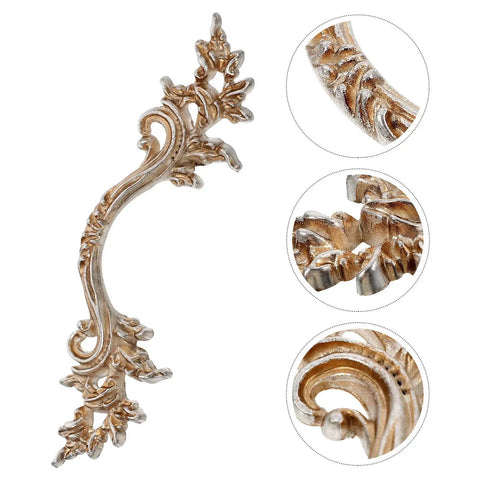 Vintage Zinc Alloy Cabinet Handles Set With Antique Silver Finish, European Style Carved Drawer Pulls, detailed close-ups