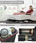 12V Heavy Duty Linear Actuator 450 Lbs 2000N, 6 Inch Stroke shown in adjustable bed setup with gear and motor close-up