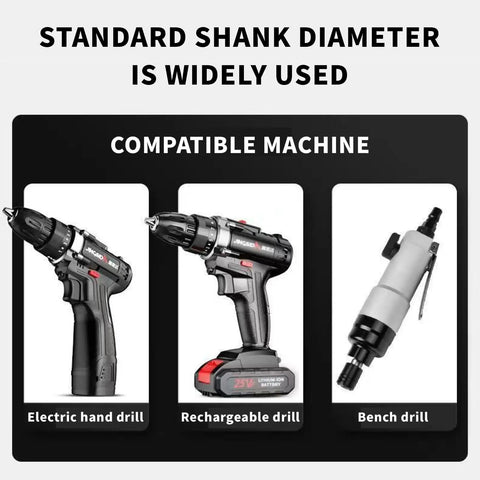105 Degree Right Angle Drill Attachment Set compatible with electric, rechargeable, and bench drills for tight spaces and corners.