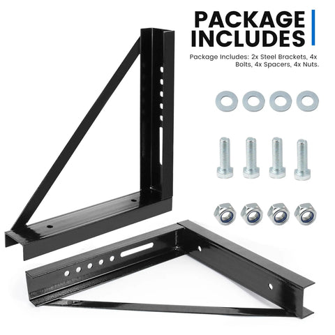Heavy Duty Underbody Truck Toolbox Mounting Brackets Kit Welded Steel Bracket Set with hardware components for secure mounting.