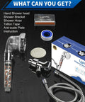 High Pressure Shower Head With Filter For Hard Water, 4 Modes, Built In Power Spray, Water Softener Handheld kit components