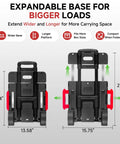 Heavy Duty Folding Hand Truck And Portable Utility Cart With 220 Pound Capacity shown in expanded and collapsed positions.