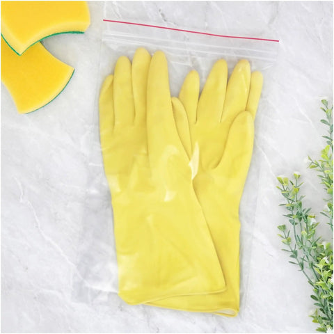 Red Line 8x12 Inch 2 Mil Zipper Reclosable Bags Pack Of 100 Clear Poly Storage Bags For Food Snacks Photos Documents Crafts And Organization Safe LDPE Durable, clear bag with yellow gloves