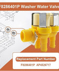 Washing Machine Solenoid Valve Replacement Kit F8286401 No Hassle Direct Fit For Compatible Washers Durable Dual Material Housing Easy Install Verify Model Compatibility With Your Manufacturer Size Chart, yellow valve