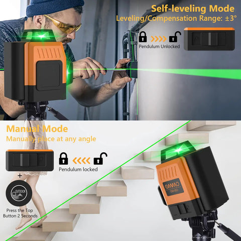 Man using Self Leveling Alignment Laser Level For Construction With 8 Laser Lines And 360 Degree Horizontal And Vertical Beams