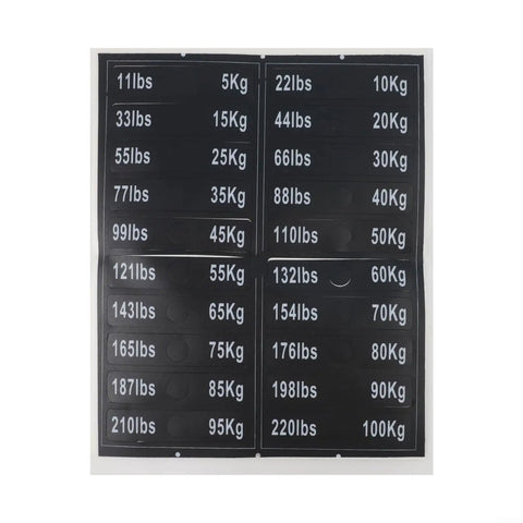 Weight Stack Labels for Gym Equipment Pack with Black Load Plate Decals Clear Identification Stickers in pounds and kilograms
