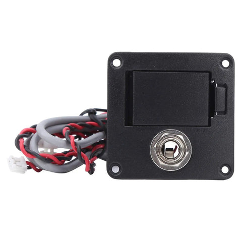 Compact Acoustic Guitar Pickup Preamp System With Onboard EQ And Tuner, prewired metal housing front view with wiring