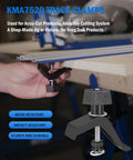 Universal Track Clamps For Accu Cut And Adaptive Cutting Systems mounted on Kreg Trak with hand demonstrating use.