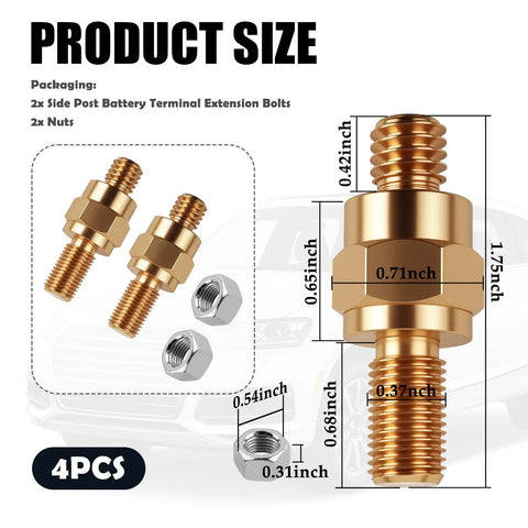 Knock Out Corrosion Quickly With These Heavy Duty Side Post To Top Battery Terminal Adapters Packed With Matched Nuts for dimensions.