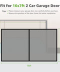 Heavy Duty 16x7 Ft Magnetic Garage Door Screen With Weighted Bottom For Two Car Garage, fiberglass mesh diagram