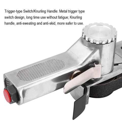 Close-up of ergonomic handle on 20mm Pneumatic Air Belt Sander Polisher For Metal Wood Plastic with knurling design