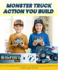 Kids holding Mini Monster Truck Wood Kit With Stickers For Kids Ages 5 To 8 Build Your Own Monster Truck With Real Tools STEM Craft Toy