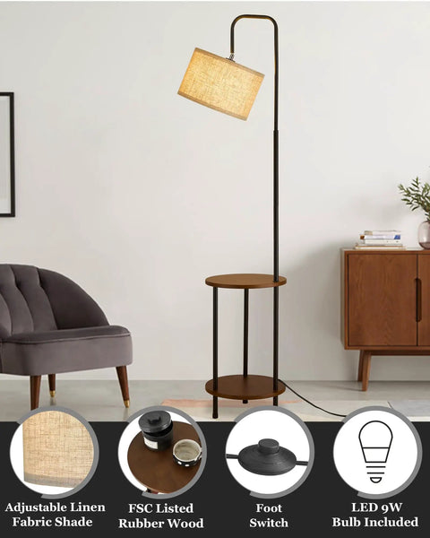 Modern Floor Lamp in Brown Finish with Antique Style, Sturdy Steel Stand, Soft Warm Glow, Dimmable Option, Easy Install, Perfect Cozy Vibe for Living Room, Bedroom, or Hallway