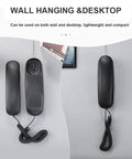 No Fuss Corded Landline Telephone Packed With Gotta Have HD Sound And Jumbo Senior Approved Keys designed for easy one touch calling, shown wall hanging and on desktop.