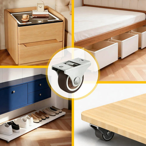 Slick Low Profile 1 Inch Fixed Caster Wheels Non Marking Rubber Sliders With Heavy Duty Steel Plates For Hassle Free Furniture Sliding Smooth Glide Zero Drama Setup Eight Pack on furniture.