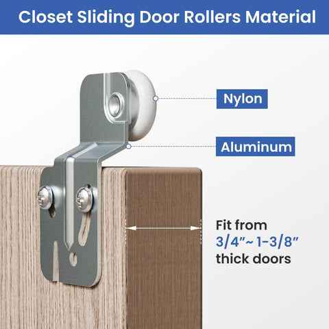 Sliding Barn Door Floor Guide With Adjustable Roller U Shape, Flush Mount Bottom Track Stabilizer For Smooth, Quiet Sliding, Space Saving Aluminum Alloy Design With Concealed Pulleys, Ideal For Interior Doors And Farmhouse Style Homes. Nylon and aluminum floor guide for 3/4-1 3/8 in thick doors