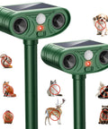 Solar Powered Ultrasonic Animal Deterrent With Motion Sensor For Outdoor Yard Garden Lawn Real Deal Protection Against Deer Squirrels Cats Raccoons Rabbits And Dogs green ABS stake