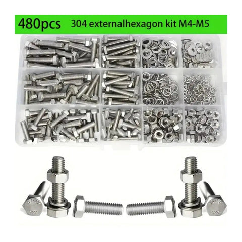 480 Pcs M4 And M5 Stainless Steel Socket Bolts Set With Nuts Hex Drive Built To Last Corrosion Proof 304 Stainless For Furniture Machinery Electronics And DIY Projects in organizer tray