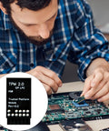 Technician integrating TPM 2.0 Security Module With 12 Pin LPC Interface into motherboard for secure boot and data encryption.