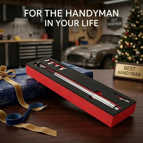 Heavy Duty One Half Inch Drive Offset Extension Wrench 17 Inch Impact Rated Ratchet Extender Tool in gift packaging.