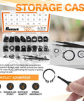 Beefy 266-Piece External Snap Rings Set Black Alloy Steel With Tweezers, 21 Sizes Circlips C Clips in storage case.