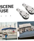 4 Piece Stainless Steel Boat Pulley Blocks Heavy Duty Kayak Sailing Hardware with Bearing Rope Pulleys and Wheel System in use