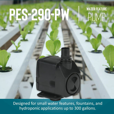 Energy Efficient 115 Volt Magnetic Drive Fountain And Pond Pump With Adjustable Flow Valve 300 GPH 6 Foot Cord Black shown