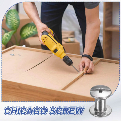 Person using a drill on a wooden surface with Straight Up Durable Chicago Screws And Leather Rivet Sets With Stainless Steel Bolt Studs.