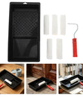 Slick Mini Paint Roller Kit With Built In Tray For Precision Detail Work Trim And Furniture Touch Ups with mini rollers and tray.