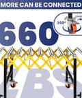 Heavy Duty 50 Inch Extendable Roller Conveyor Table With Steel Frame Loads 1000 Lbs For Warehouse, Workshop And Fulfillment Center Use with yellow frame and caster.