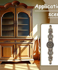 Antique Floral Cabinet Handles Set For Kitchen Cabinets displayed on wooden cupboard, Bronze Vintage Door Pulls detail shown.