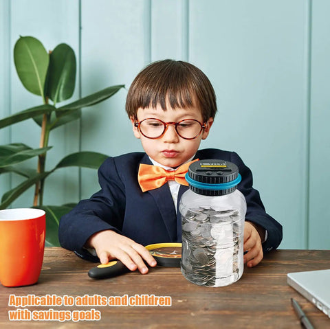 Child with Digital Coin Jar For Saving Cash And Stashing Change, 1.8L Large Piggy Bank With LCD Counter Counts 800-1000 US Coins