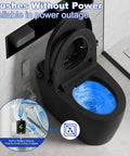 Premium Smart Toilet With Built In Bidet And Heated Seat Delivers Warm Cool Water Plus Rapid Air Dry For Effortless Cleanliness Without Any Rough Tissue Needed Sleek One Piece Bowl Upgrades Your Bathroom Game While Ensuring Top Shelf Comfort Daily showing battery backup feature during power outages.