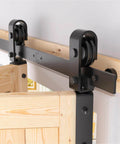48 Inch Bifold Barn Door Hardware Kit For Two Doors In Black Finish With Corrosion Resistant Carbon Steel Construction Close-up