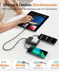 Magnetic Portable Charger With Built In Cable 10000mAh Power Bank featuring Smart Led Display and Quick Charge, charging multiple devices.