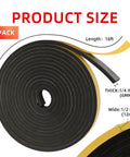 Top Shelf No Sweat Self Adhesive Foam Seal Strips For Windows And Doors, Weatherproof Insulation Tape With Dang Strong Adhesive, Slick Flex Gasket Roll, one half inch wide by one quarter inch thick by sixteen feet, double pack displayed.