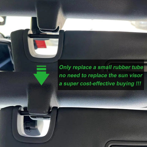 Jeep Wrangler Sun Visor Repair Kit 2007 2017 JK JKU Replacement Tubes installation on sagging visor, focusing on durable rubber tube