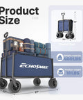 Heavy Duty Collapsible All Terrain Wagon Cart With 400 Lb Capacity And Wide 9cm Wheels For Beach Camping Blue