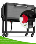 104 Quart Patio Rolling Ice Chest Cooler Cart With Wheels For Outdoor Parties And Backyard BBQs showing drainage system