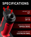 Specifications of Heavy Duty 1/2 Inch Air Impact Wrench With Killer 1200 Ft Lb Torque and Twin Hammer Design.