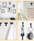 Top Notch 385 Piece Picture Hanging Kit For Walls With Heavy Duty Hooks Sawtooth Nails And Hanging Tool Organized Box Storage For Frames Art Photo Display Easy Setup And Secure Mounting Black, showing wall hooks in various uses.