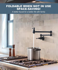 Oil Rubbed Bronze Pot Filler Faucet In Solid Brass, Wall Mounted Pasta Faucet With Double Joint Swing Arm Over Stove