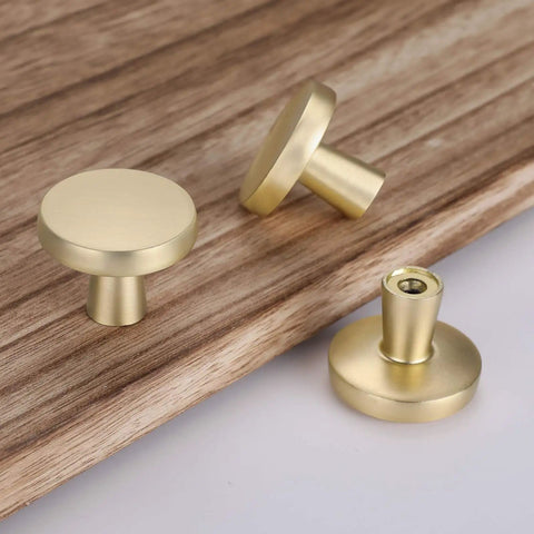 Brushed Gold Round Cabinet Knobs 20 Pack Zinc Alloy Brass Kitchen Cabinet Hardware For Dresser Drawers And Cabinets Premium Gold Tone Pulls With Classic Modern Luxury Finish