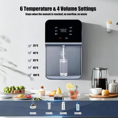 Wall Mounted Water Cooler With Child Lock, Instant Hot Water Dispenser, LED Smart Panel, kitchen countertop view